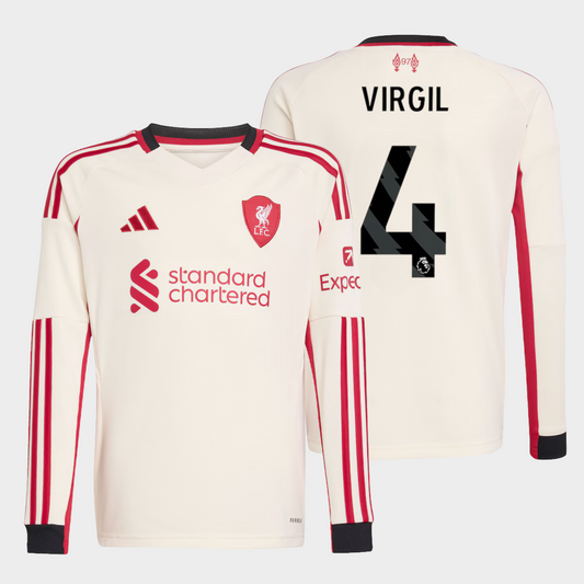 Liverpool 2025/26 visitante manga larga aficionado Virgil 4