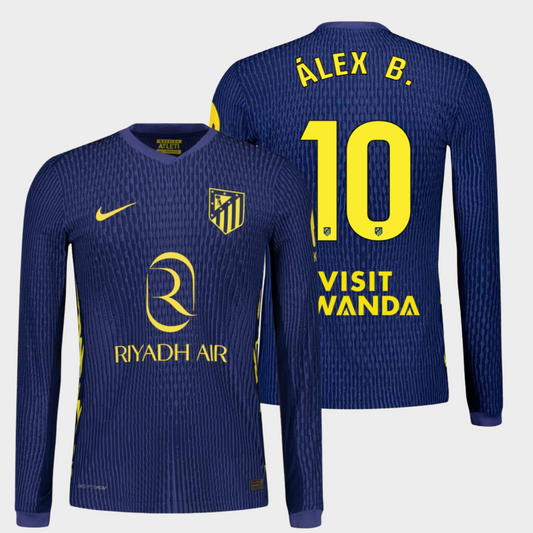 Atlético Madrid 2025/26 visitante manga larga auténtica Álex B. 10