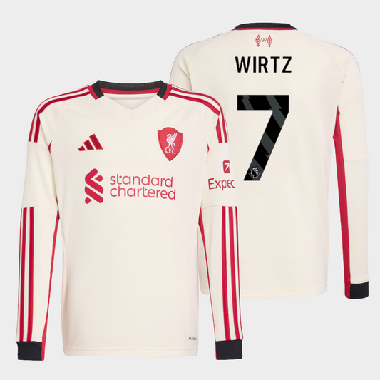 Liverpool 2025/26 visitante manga larga aficionado Wirtz 7