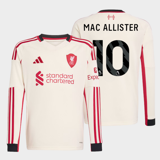 Liverpool 2025/26 visitante manga larga aficionado Mac Allister 10