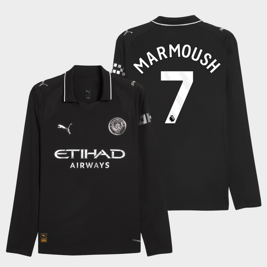 Manchester City 2025/26 visitante manga larga auténtica Marmoush 7