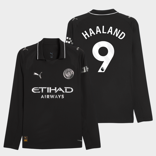 Manchester City 2025/26 visitante manga larga auténtica Haaland 9