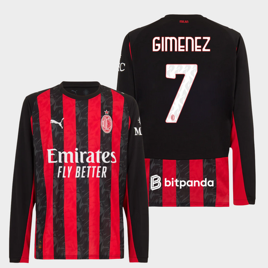 AC Milan 2025/26 local manga larga aficionado Gimenez 7