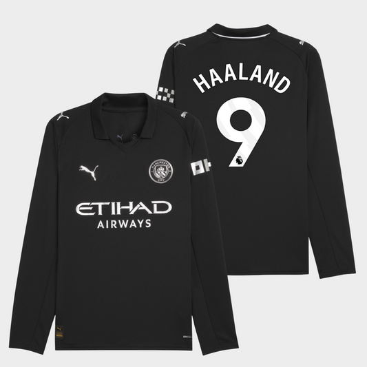 Manchester City 2025/26 visitante manga larga aficionado Haaland 9