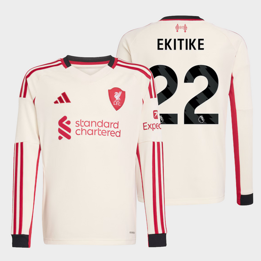 Liverpool 2025/26 visitante manga larga aficionado Ekitike 22