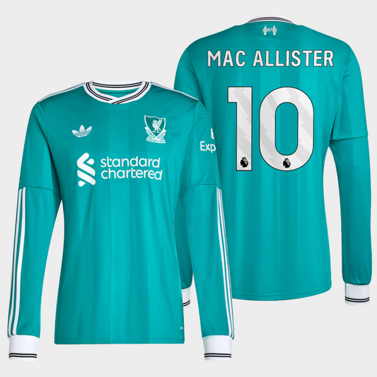 Liverpool 2025/26 alternativa manga larga aficionado Mac Allister 10