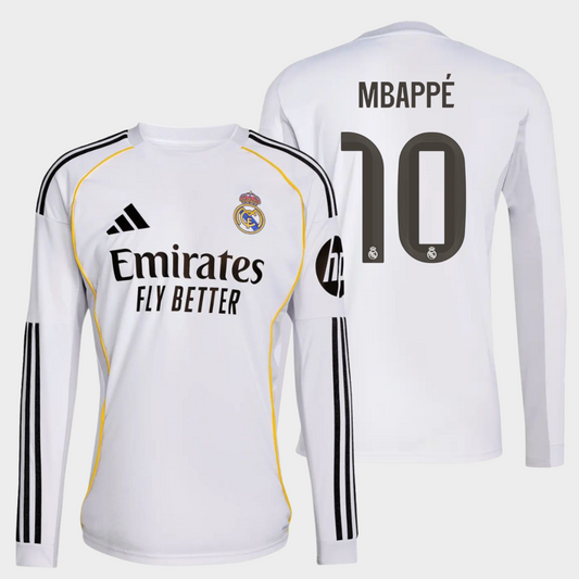 Real Madrid 2025/26 local manga larga aficionado Mbappé 10