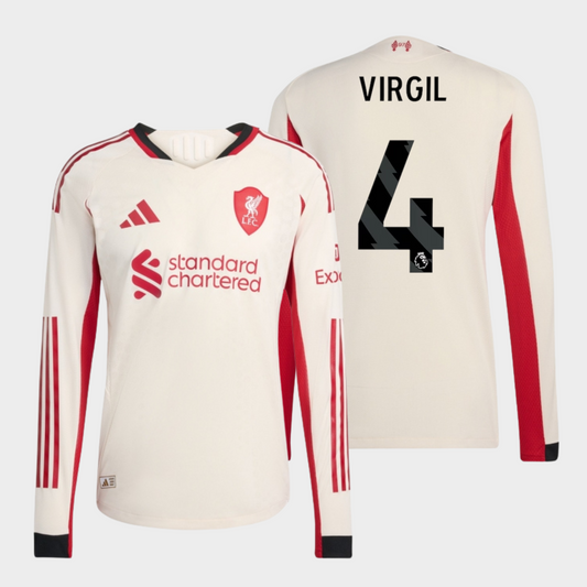 Liverpool 2025/26 visitante manga larga auténtica Virgil 4