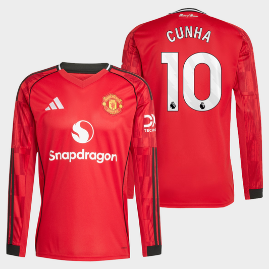 Manchester United 2025/26 local manga larga aficionado Cunha 10