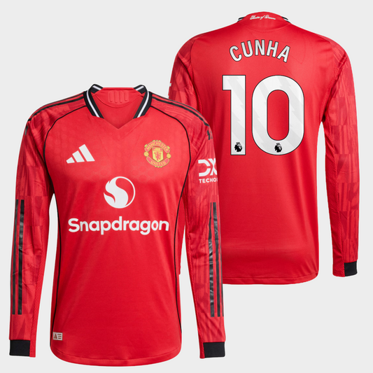 Manchester United 2025/26 local manga larga auténtica Cunha 10