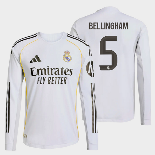 Real Madrid 2025/26 local manga larga auténtica Bellingham 5