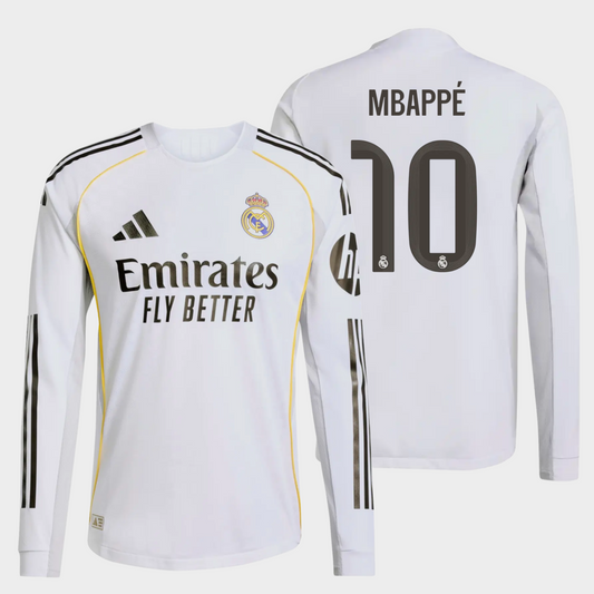 Real Madrid 2025/26 local manga larga auténtica Mbappé 10
