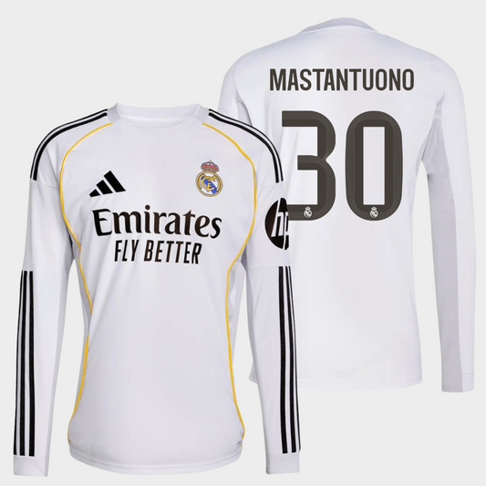 Real Madrid 2025/26 local manga larga aficionado Mastantuono 30