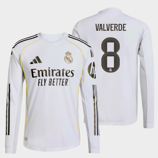 Real Madrid 2025/26 local manga larga auténtica Valverde 8