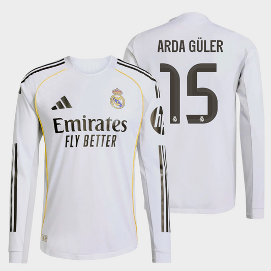 Real Madrid 2025/26 local manga larga auténtica Arda Güler 15