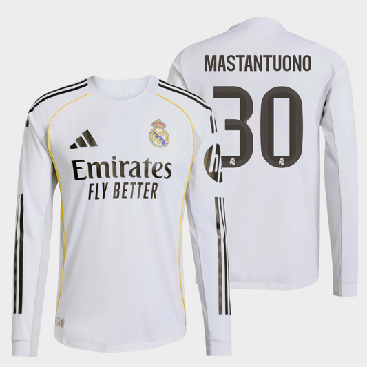 Real Madrid 2025/26 local manga larga auténtica Mastantuono 30