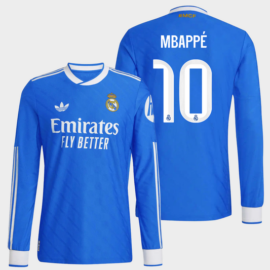 Real Madrid 2025/26 alternativa manga larga auténtica Mbappé 10