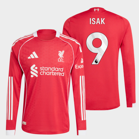 Liverpool 2025/26 local manga larga auténtica Isak 9