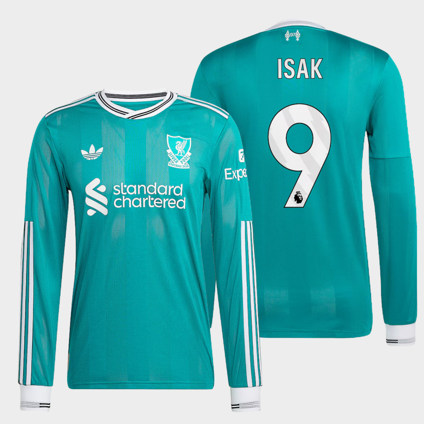 Liverpool 2025/26 alternativa manga larga auténtica Isak 9