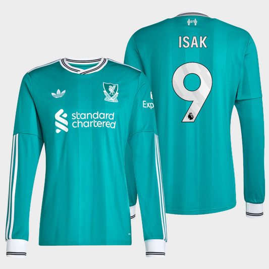 Liverpool 2025/26 alternativa manga larga aficionado Isak 9