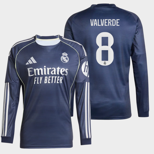 Real Madrid 2025/26 visitante manga larga aficionado Valverde 8