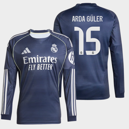 Real Madrid 2025/26 visitante manga larga aficionado Arda Güler 15