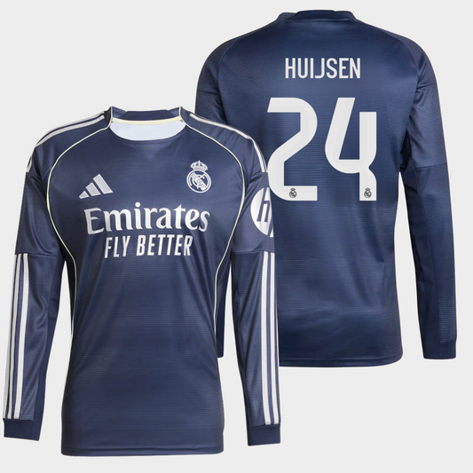 Real Madrid 2025/26 visitante manga larga aficionado Huijsen 24