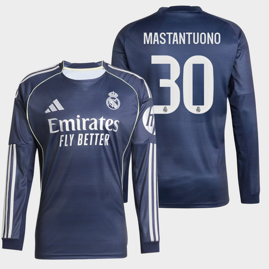 Real Madrid 2025/26 visitante manga larga aficionado Mastantuono 30