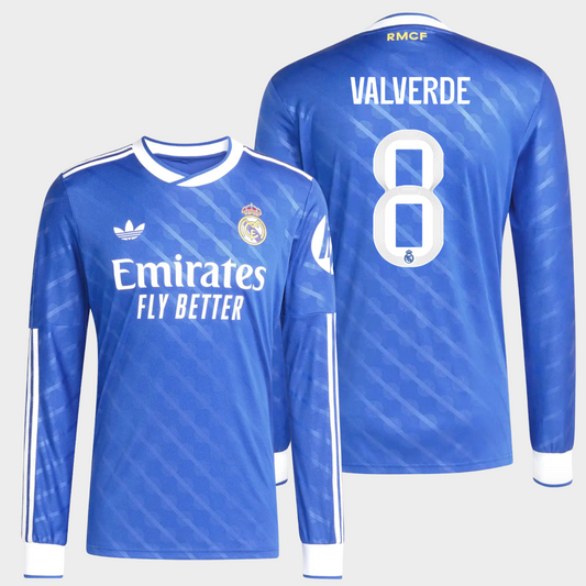 Real Madrid 2025/26 alternativa manga larga aficionado Valverde 8