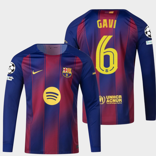 Barcelona 2025/26 local manga larga aficionado Gavi 6