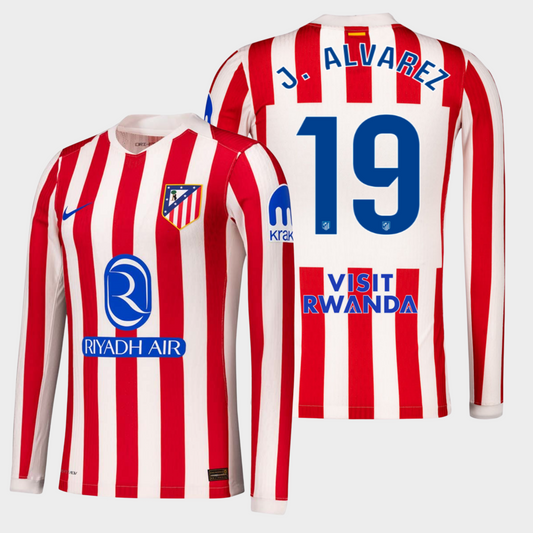 Atlético Madrid 2025/26 local manga larga auténtica J. Alvarez 19