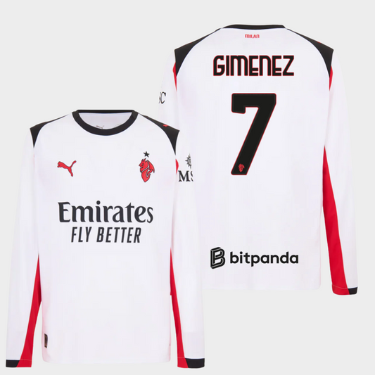 AC Milan 2025/26 visitante manga larga aficionado Gimenez 7