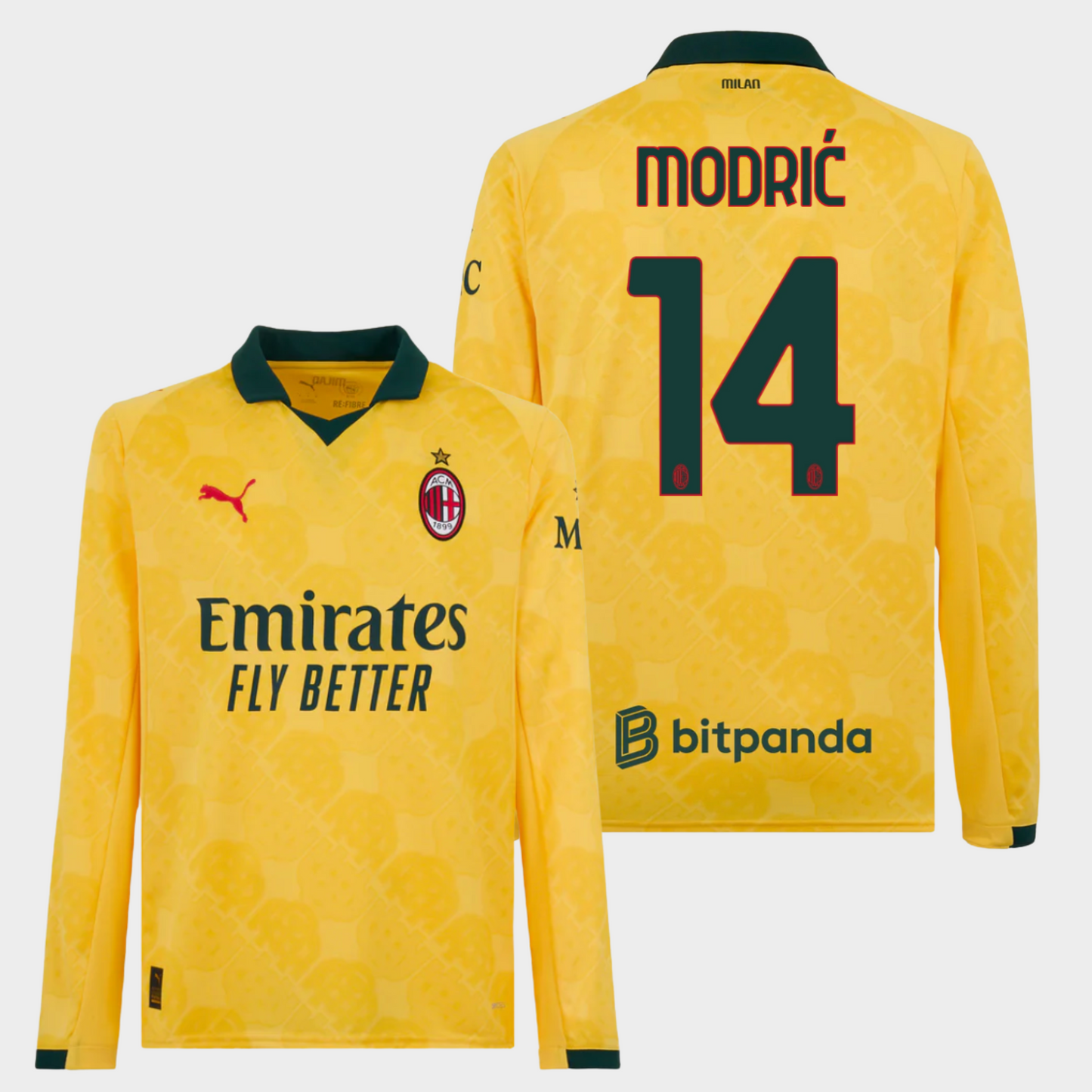 AC Milan 2025/26 alternativa manga larga aficionado Modrić 14