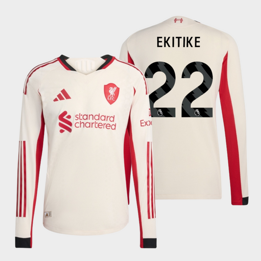 Liverpool 2025/26 visitante manga larga auténtica Ekitike 22