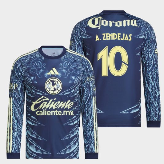 América 2025/26 visitante manga larga aficionado A. Zendejas 10