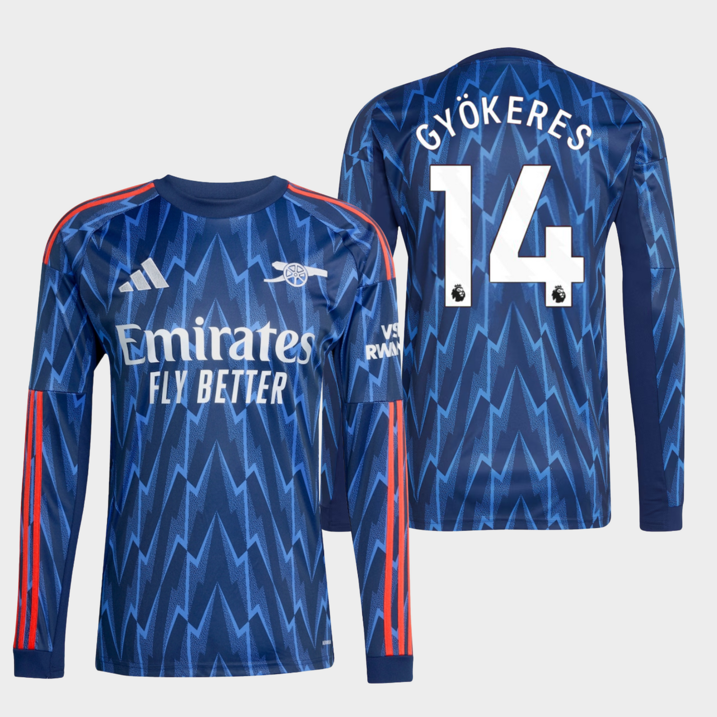 Arsenal 2025/26 visitante manga larga aficionado Gyökeres 14