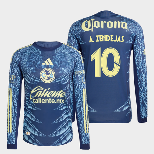 América 2025/26 visitante manga larga auténtica A. Zendejas 10