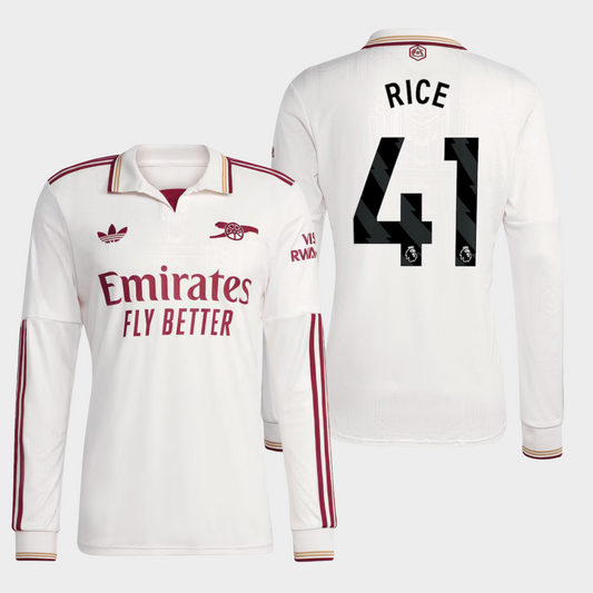 Arsenal 2025/26 alternativa manga larga aficionado Rice 41