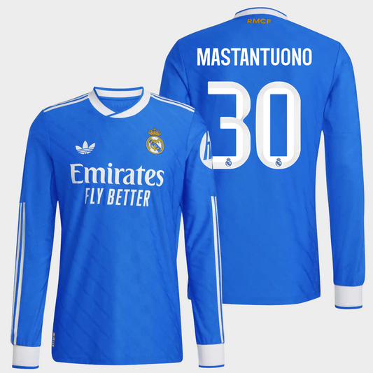 Real Madrid 2025/26 alternativa manga larga auténtica Mastantuono 30